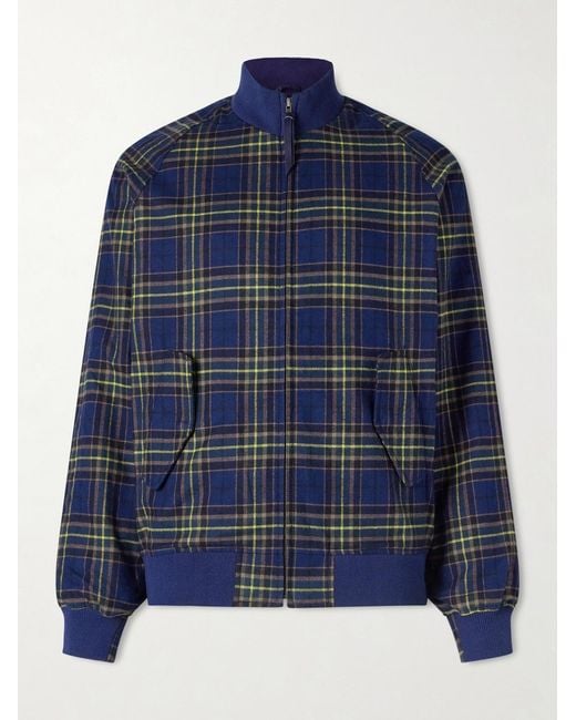Golden Bear Blue Raleigh Checked Cotton Bomber Jacket for men