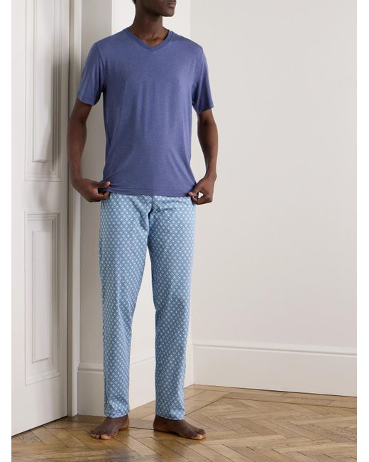 Hanro Night Day Printed Cotton Jersey Pyjama Trousers in Blue for Men Lyst Canada