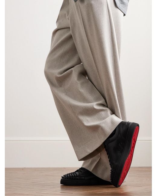 Christian Louboutin Black Louis Junior Spikes Leather Sneaker for men