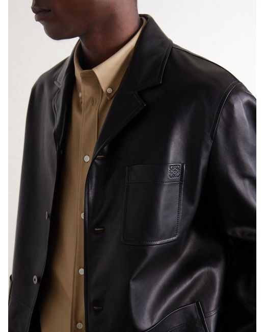 Loewe Black Workwear Leather Jacket for men