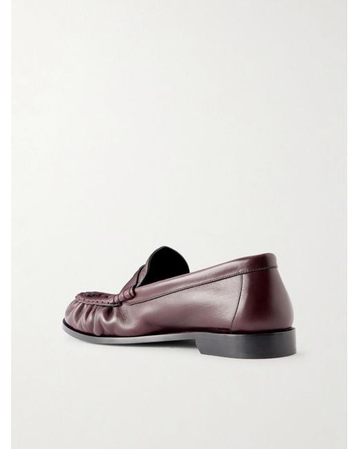 Saint Laurent Brown Logo-embellished Leather Penny Loafers for men