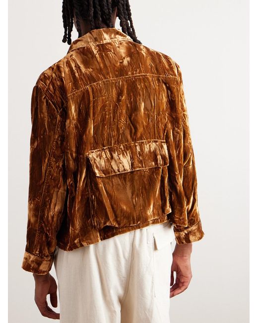 Collina Strada Brown Mechanic Crushed-Velvet Jacket for men
