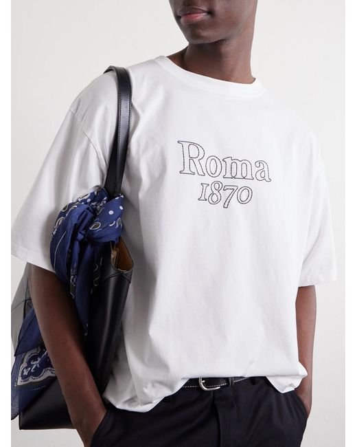Remi Relief White Roma 1870 Embroidered Cotton-Jersey T-Shirt for men