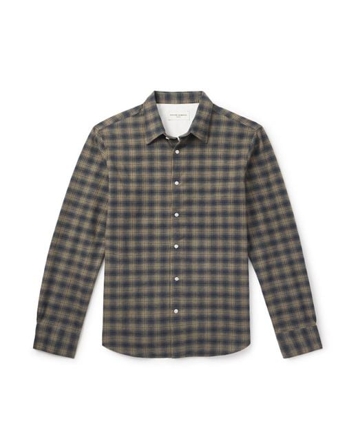 Officine Generale Gray Giacomo Checked Cotton And Linen-blend Flannel Shirt for men