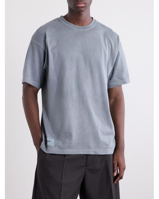 (w)taps Gray Logo-Appliquéd Cotton-Jersey T-Shirt for men