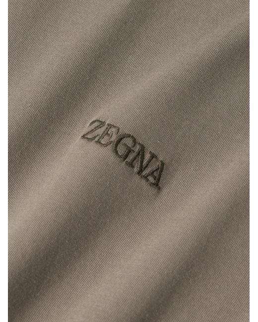 T-shirt slim-fit in jersey di cotone con logo ricamato di Zegna in Gray da Uomo