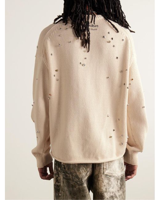 Acne Natural Per B. Sundberg Appliquéd Embellished Cotton-blend Sweater for men