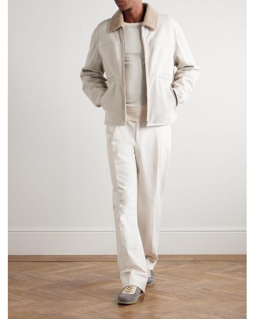 Brunello Cucinelli Natural Slim-fit Ribbed Shearling Jacket for men