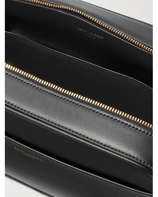 Saint Laurent Black Logo-print Leather Messenger Bag for men