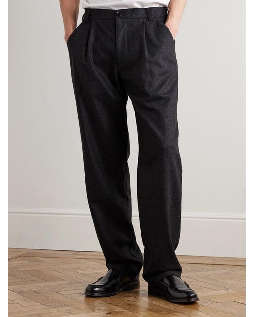 Oliver Spencer Black Morton Straight-Leg Pleated Cotton-Blend Suit Trousers for men
