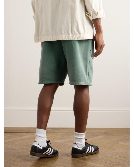 Les Tien Green Invert Straight-leg Cotton-jersey Drawstring Shorts for men