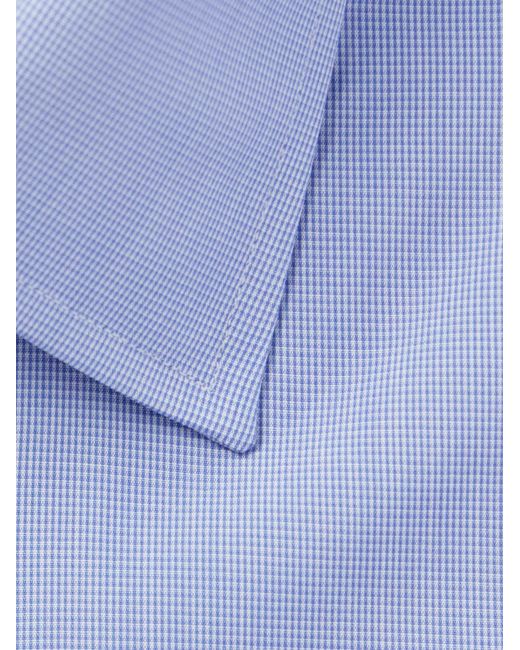 Tom Ford Blue Slim-Fit Cutaway-Collar Checked Cotton-Dobby Shirt for men