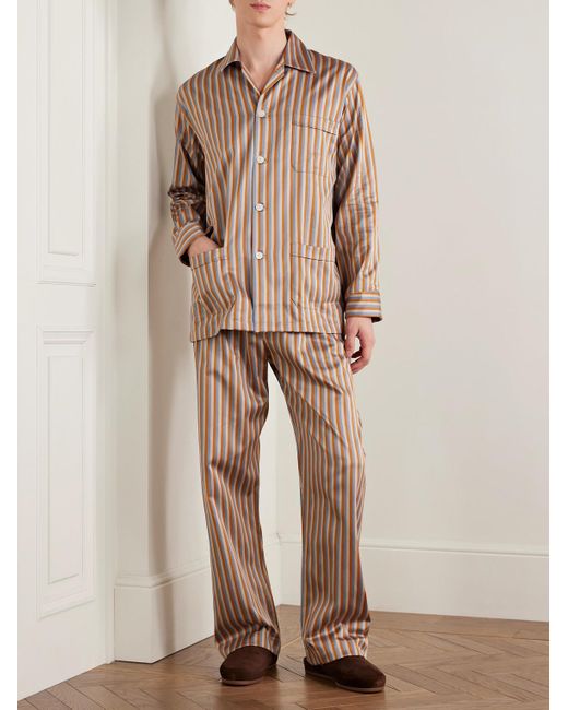 Derek Rose Natural Wellington Striped Cotton-Poplin Pyjama Set for men
