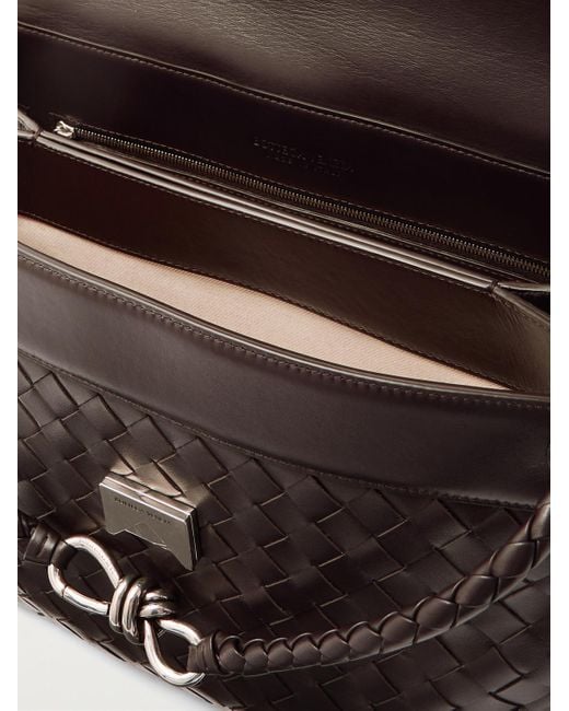 Bottega Veneta Black Andiamo Intrecciato Leather Messenger Bag for men