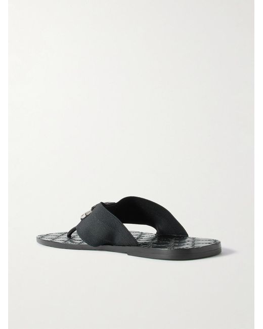 Gucci Black Riviera Logo-Embellished Leather And Elastic Flip Flops for men