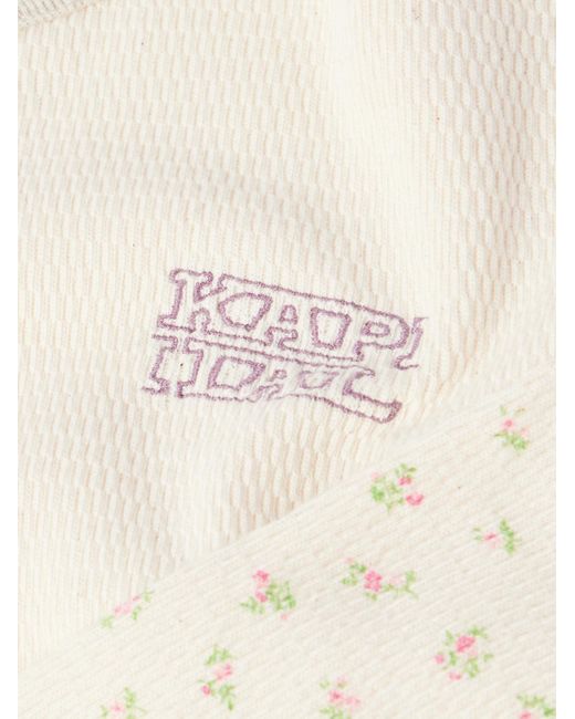 Kapital Natural Logo-Embroidered Printed Waffle-Knit Cotton-Jersey T-Shirt for men