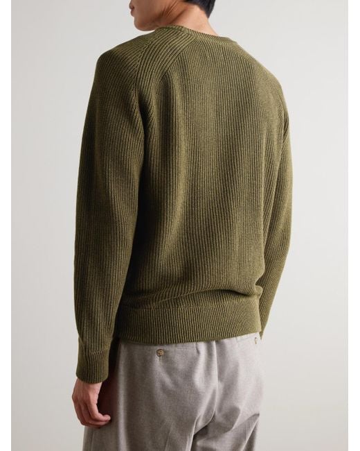 Jacobo 6470 Ribbed Cotton Sweater di NN07 in Green da Uomo