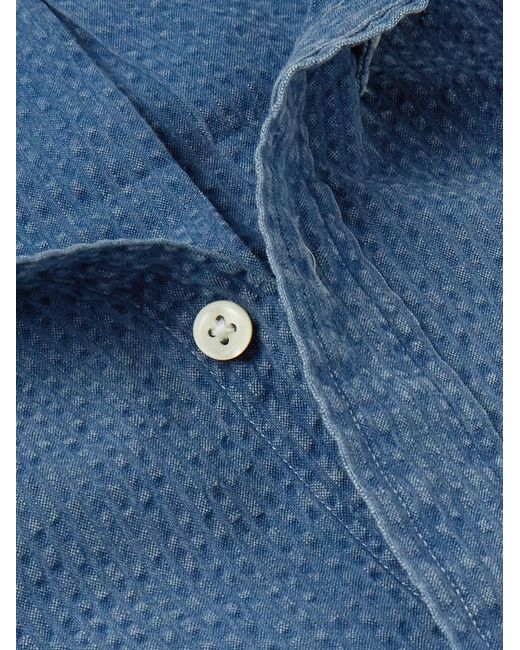 Polo Ralph Lauren Blue Cotton-Seersucker Shirt for men