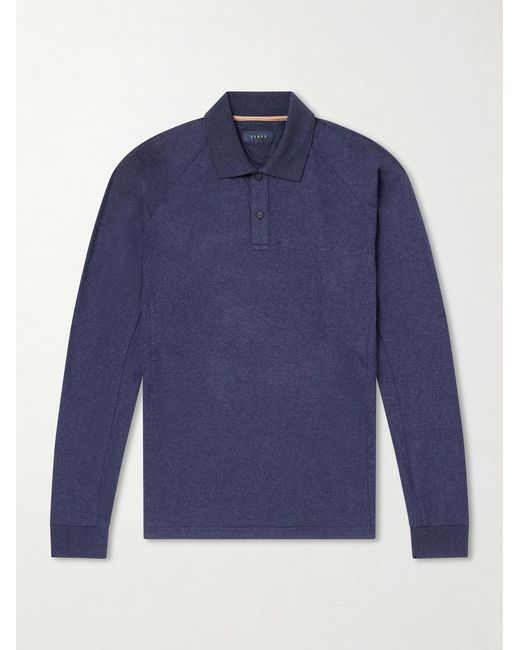 Sease Blue Cotton And Cashmere-Blend Jersey Polo Shirt for men