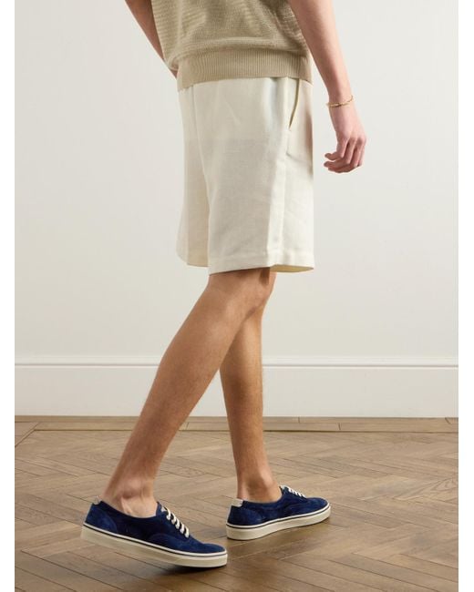 Brunello Cucinelli Blue Leather-trimmed Suede Sneakers for men