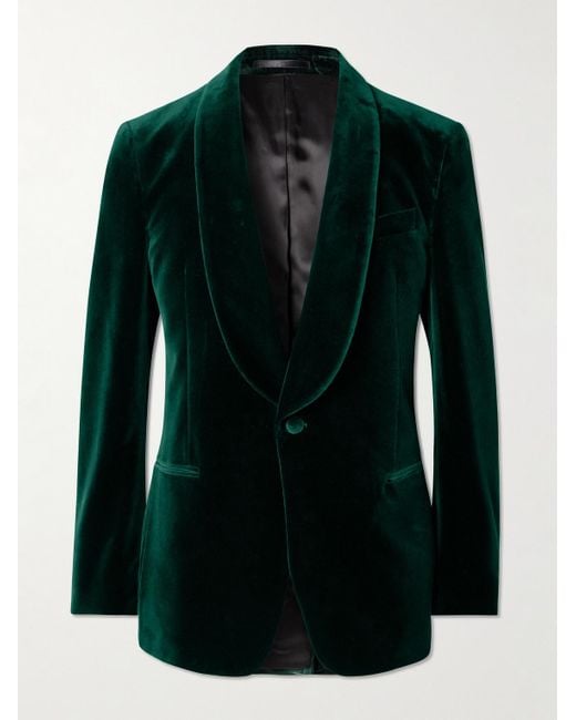 Mr P. Green Slim-Fit Shawl-Collar Cotton-Velvet Tuxedo Jacket for men