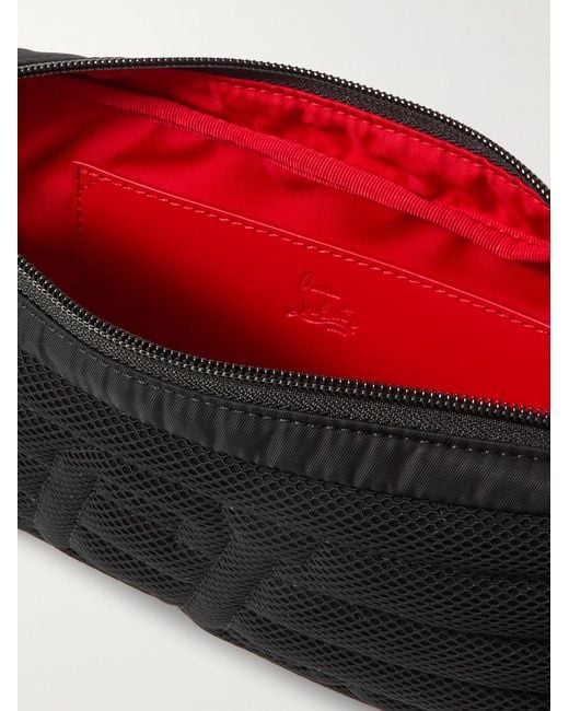Christian Louboutin Black Loubideal Studded Rubber-Trimmed Shell And Mesh Belt Bag for men