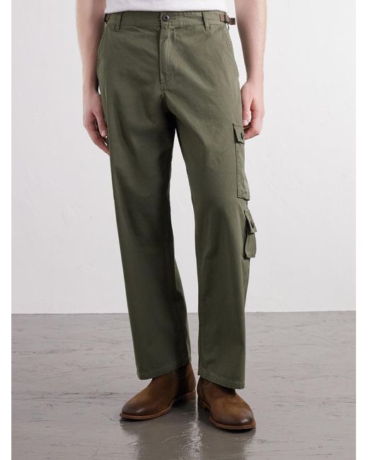 Human Made Green Straight-Leg Logo-Appliquéd Cotton Cargo Trousers for men