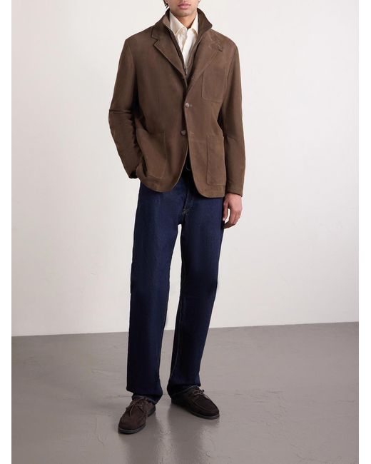 Canali Brown Bruma Layered Suede Jacket for men