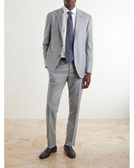 Canali Gray Straight-Leg Wool-Flannel Suit Trousers for men