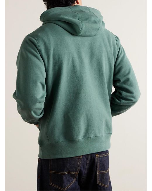 Noah NYC Green Logo-embroidered Cotton-jersey Hoodie for men