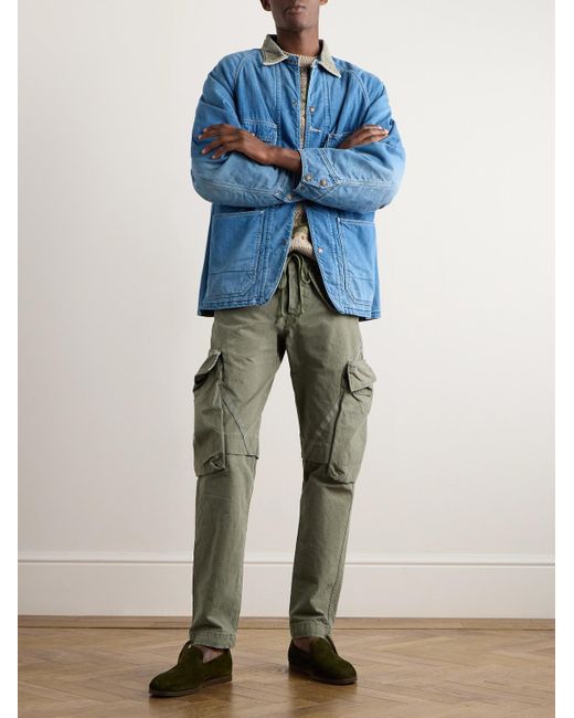 Greg Lauren Green Tapered Cotton-canvas Drawstring Cargo Trousers for men