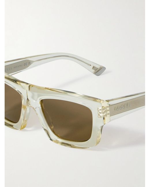 Gucci Natural Rectangular-Frame Recycled-Acetate Sunglasses for men