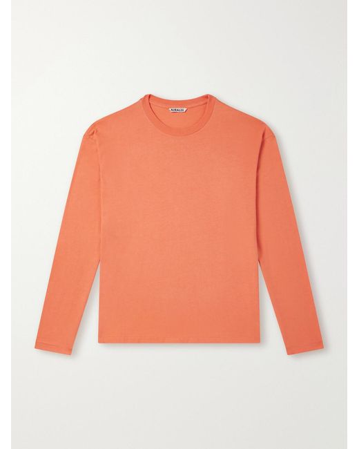 Auralee Orange Cotton-Jersey T-Shirt for men