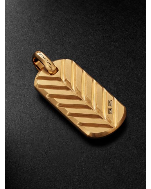 Chevron Tag Brushed 18-Karat Pendant di David Yurman in Black da Uomo