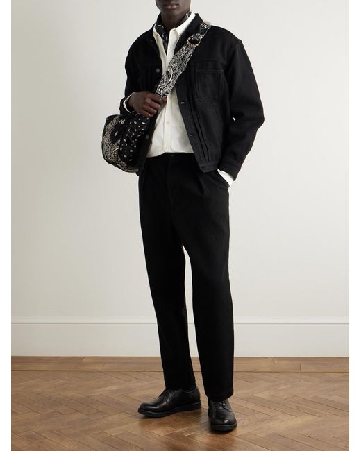 Blue Blue Japan Black Straight-Leg Sashiko Cotton Trousers for men