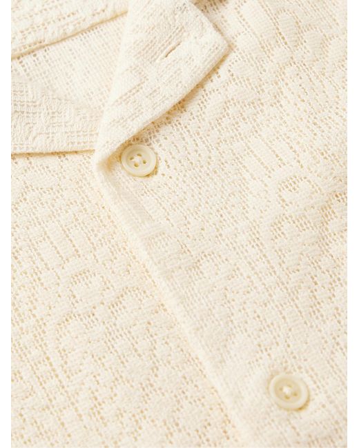 Camicia in misto cotone crochet con colletto aperto Alhambra di Corridor NYC in Natural da Uomo