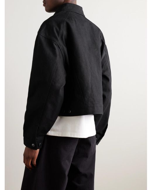 Entire studios Black Oversized Cropped Cotton-canvas Jacket for men
