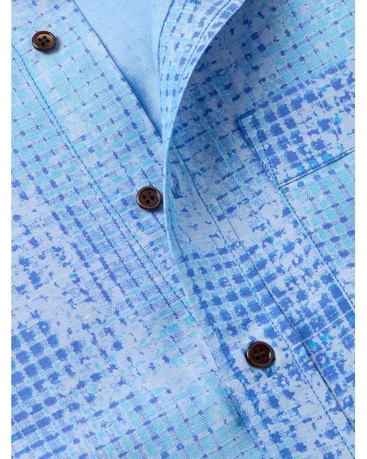 CDLP Blue Printed Lyocell And Linen-blend Shirt for men