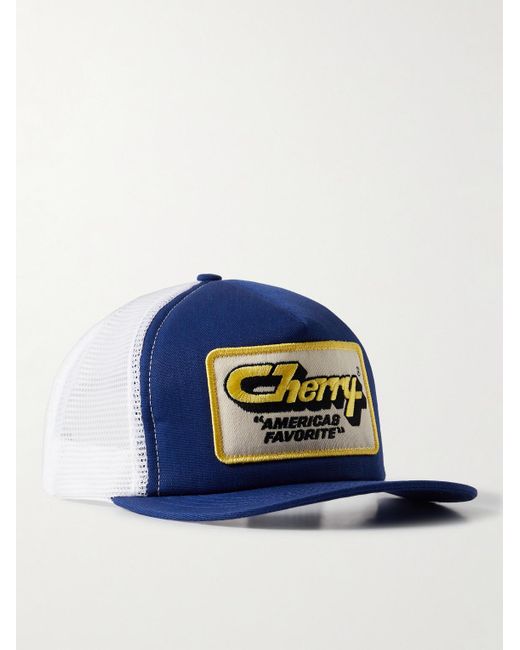 CHERRY LA Blue America's Favorite Logo-appliquéd Twill And Mesh Trucker Cap for men