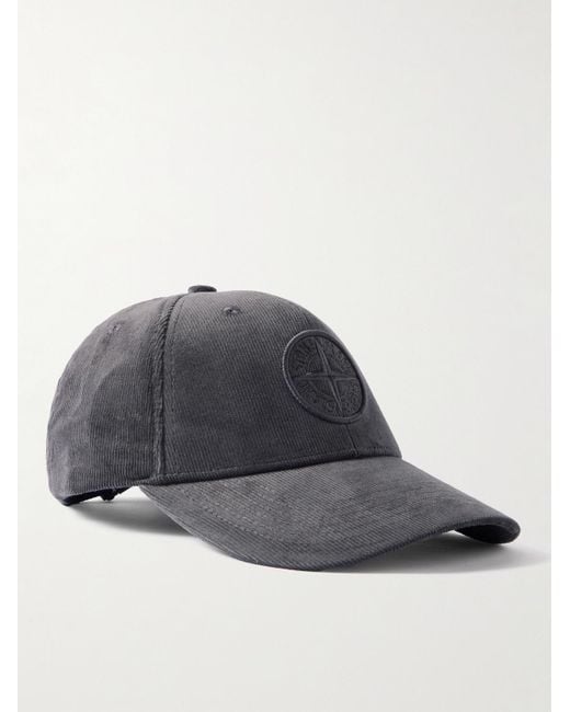 Stone Island Baseballkappe aus Baumwollcord mit Logostickerei in Blue für Herren