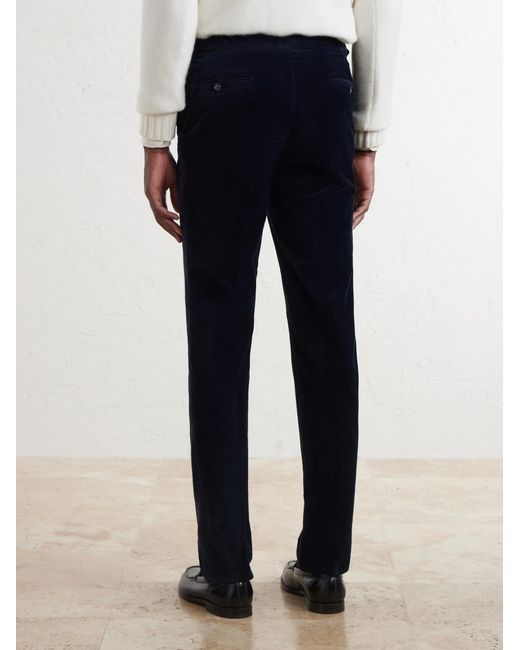 De Petrillo Blue Slim-Fit Stretch-Cotton Corduroy Suit Trousers for men