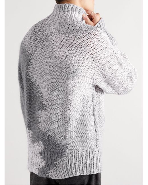 Zegna Gray Cashmere-Blend Rollneck Sweater for men