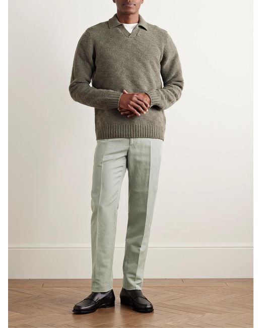 Slowear Green Venezia 1951 Slim-Fit Garment-Dyed Chinolino Trousers for men