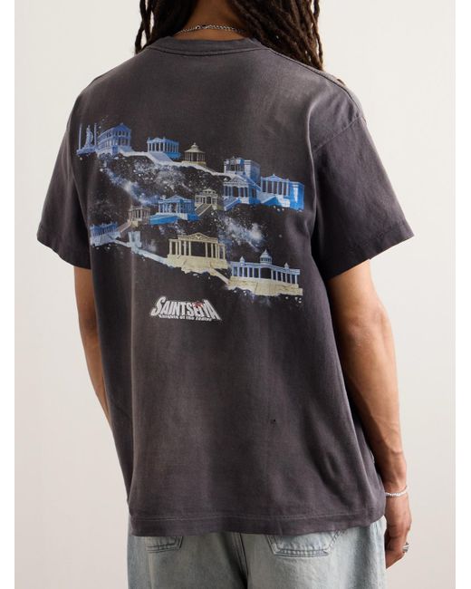 SAINT Mxxxxxx Blue Saint Seiya Printed Cotton-jersey T-shirt for men