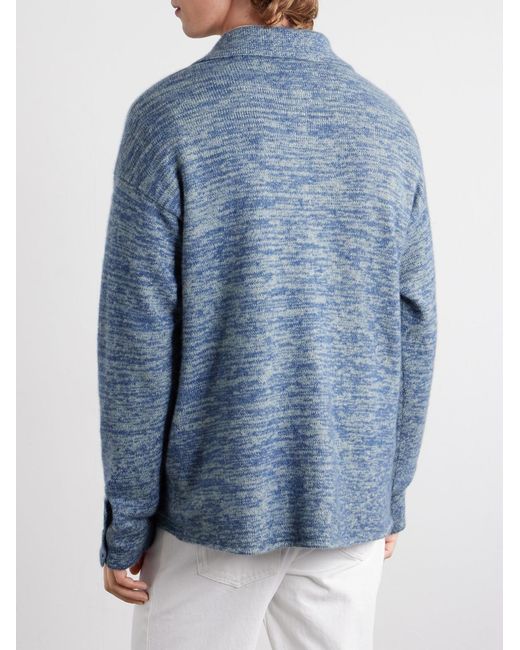 The Elder Statesman Blue Knitted-cashmere And Silk-bend Cardigan for men