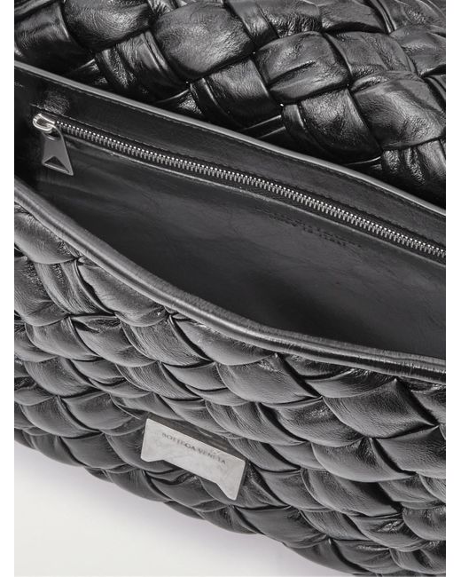 Bottega Veneta Black Rumple Intrecciato Leather Messenger Bag for men
