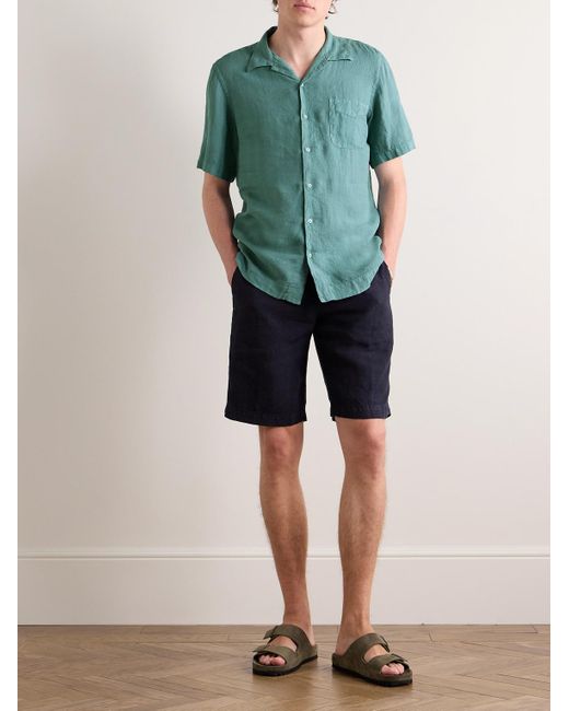 Massimo Alba Green Venice Convertible-collar Cotton Shirt for men