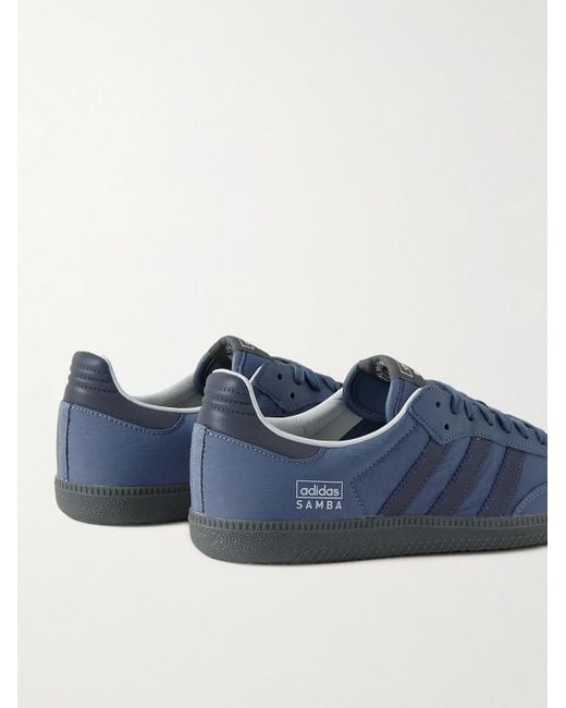 Adidas Originals Blue Samba Og Leather-trimmed Crinkled-shell Sneakers for men