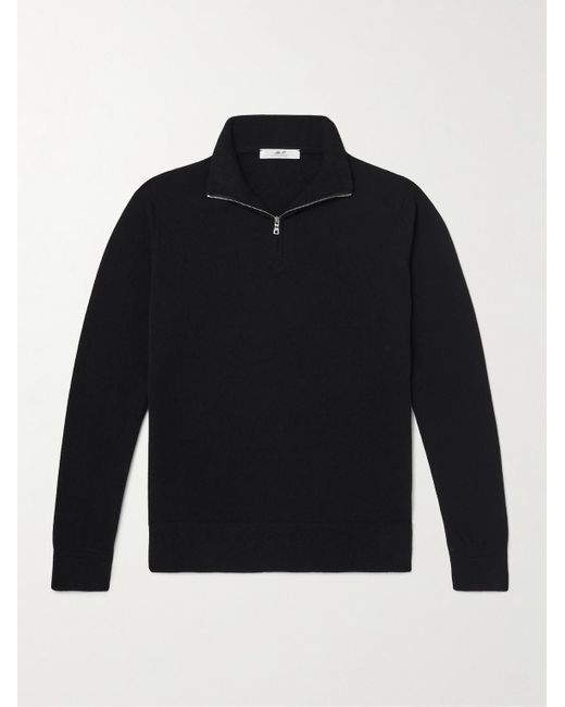 Mr P. Blue James Cashmere Half-Zip Sweater for men