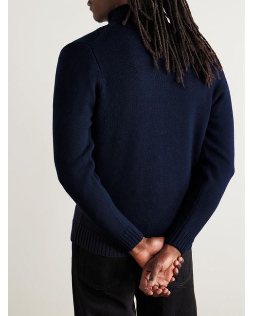 Inis Meáin Blue Wool And Linen-blend Zip-up Cardigan for men